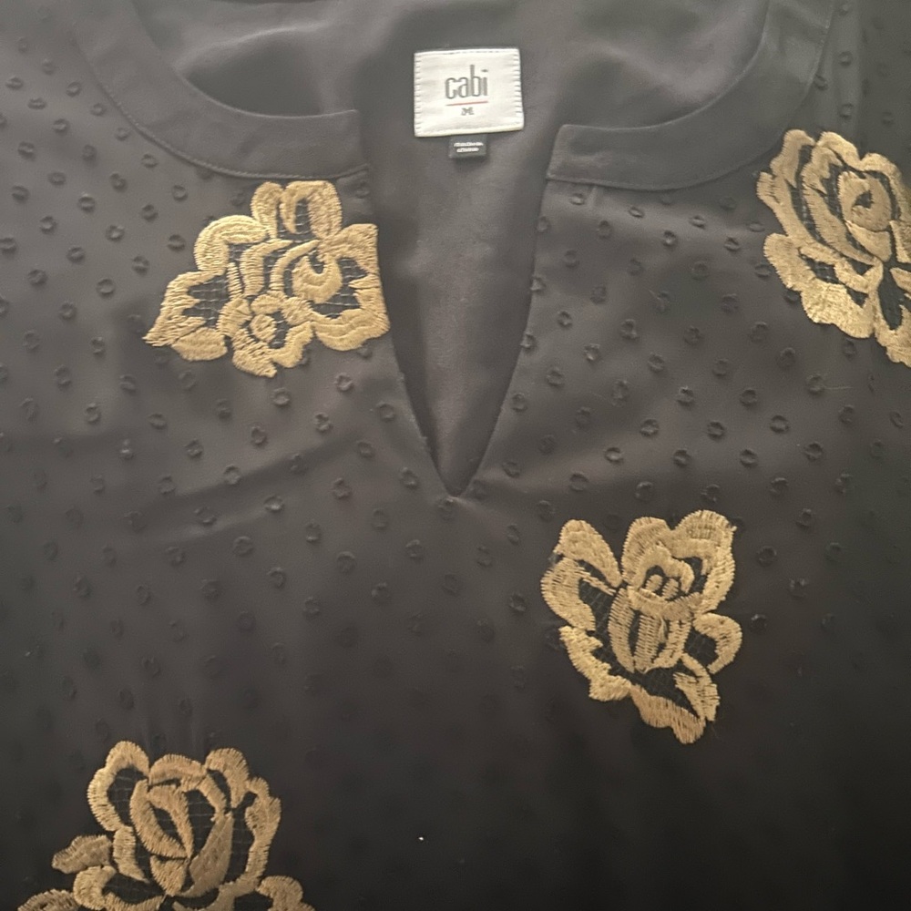 CAbi Black Jacket with Gold Floral Detail - Picture 5 of 6